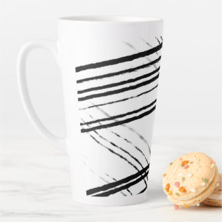 Moderne Abstrakte Minimalistische Linien in Schwar Milchtasse