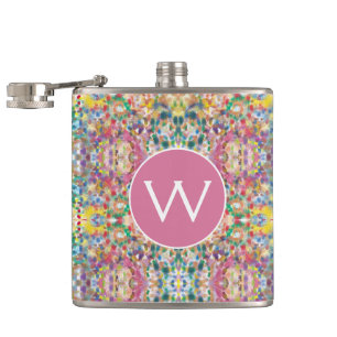 Moderne Abstrakte Mosaikmonogramm Flachmann