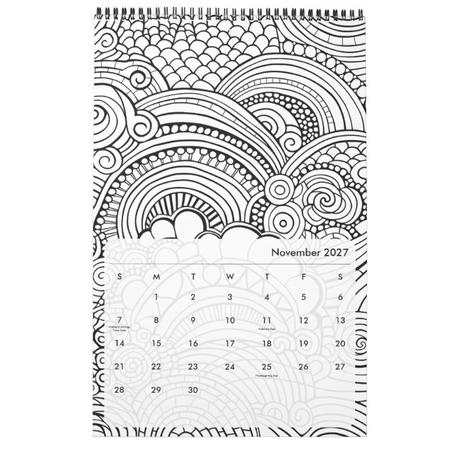 Moderne abstrakte Muster zum Ausmalen Kalender (Nov 2027)