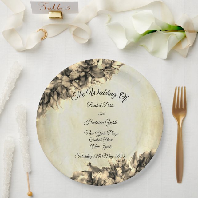Moderne Abstrakte Natur Elegant Frische Pasta mach Pappteller (Hochzeit)