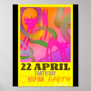 Moderne abstrakte Neon-Kunst für Earth Day T-Shirt Poster