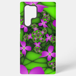 Moderne Abstrakte Neon Pink Green Fraktal Blume Samsung Galaxy Hülle