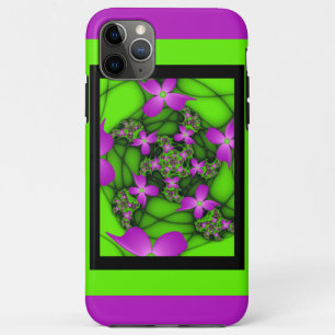 Moderne abstrakte neon-pink-grüne Fraktalblumen Case-Mate iPhone Hülle