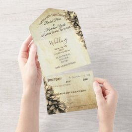 Moderne Abstrakte neutrale Beige-Hochzeitseinladun All In One Einladung