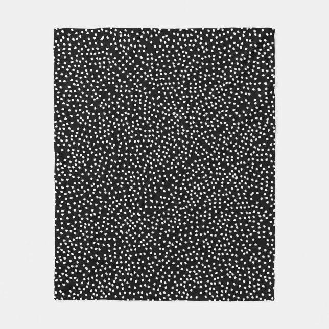Moderne Abstrakte Niedliche Polka Dot Black und Wh Fleecedecke (Vorderseite)
