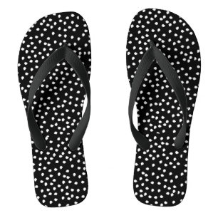 Moderne Abstrakte Niedliche Polka Dot Black und Wh Flip Flops
