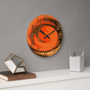 Moderne Abstrakte orange-braune Sonnenschutzmauer Große Wanduhr