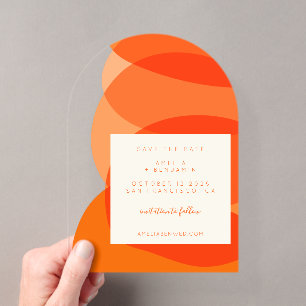 Moderne Abstrakte Orange Einzigartige Arch Save-th Acryleinladungen