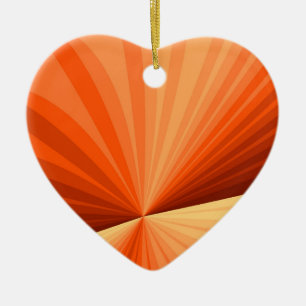 Moderne abstrakte orange rote Vanille-Fraktal-Herz Keramik Ornament