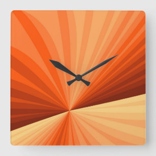 Moderne abstrakte orange rote Vanille-Grafik-Frakt Quadratische Wanduhr