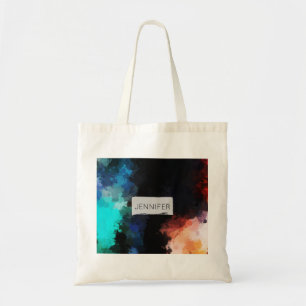 Moderne Abstrakte Paint Spritzers Black Orange Blu Tragetasche