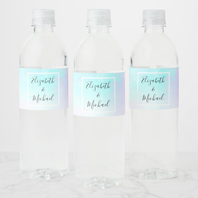 Moderne Abstrakte Pastell Blau & Lila Wasserfarbe (Flaschen)