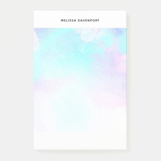 Moderne Abstrakte Pastell Blau & Lila Wasserfarbe Post-it Klebezettel (Vorderseite)