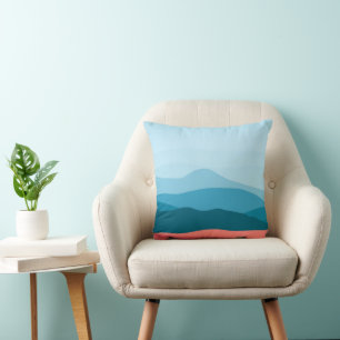 Moderne abstrakte Pastellblaue rosa Berge Kissen