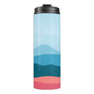 Moderne abstrakte Pastellblaue rosa Berge Thermosbecher