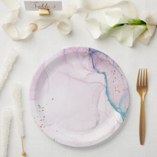 Moderne Abstrakte Pastelle Lila Blau Aquamarin Was Pappteller