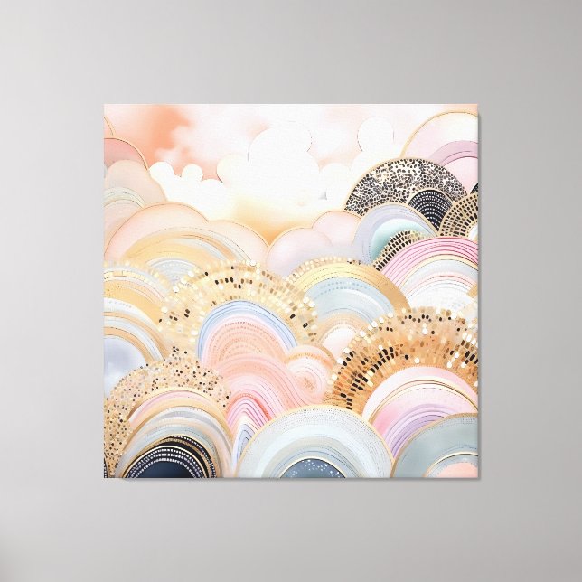 Moderne, abstrakte Pastellfarben in Rosa und Beige Leinwanddruck (Vorderseite)