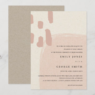 MODERNE, ABSTRAKTE PINK BLUSH WEDD INVITE DANKESKARTE