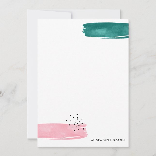 Moderne Abstrakte Pinselstriche Papier-Flachkarte Mitteilungskarte (Vorderseite)