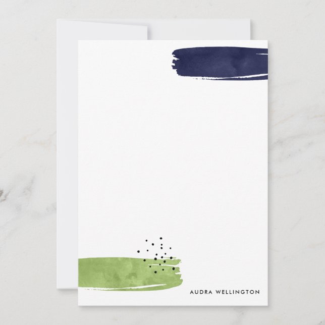 Moderne Abstrakte Pinselstriche Papier-Flachkarte Mitteilungskarte (Vorderseite)