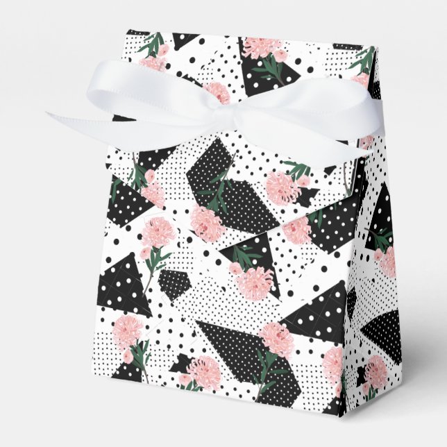 Moderne Abstrakte Punkte und rosa Blume Geschenkschachtel (Vorderseite)