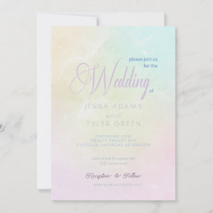 Moderne Abstrakte Rainbow Pastel Wedding Einladung