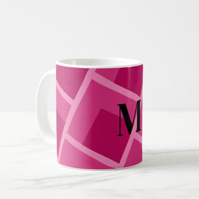 moderne abstrakte rosa geometrische Mitte des Jahr Kaffeetasse (Vorderseite Links)
