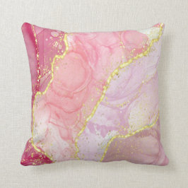 Moderne Abstrakte Rosa Gold Glitzer Alkoholtinte Kissen