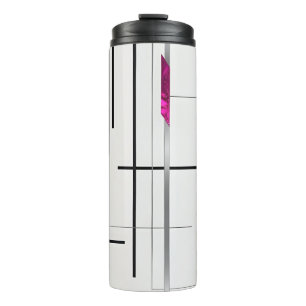 Moderne Abstrakte Rosa, Schwarz Grauer Thermobeche Thermosbecher