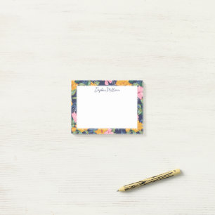 Moderne abstrakte rosa und gelbe Blumengestaltung  Post-it Klebezettel