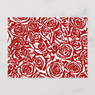 Moderne Abstrakte Rose Muster, dunkelrot und weiß Postkarte