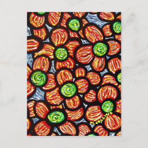 Moderne Abstrakte rote Blume Postkarte