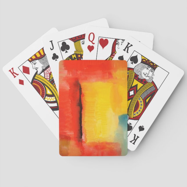 Moderne Abstrakte rote Gelbe Malerei Spielkarten (Rückseite)