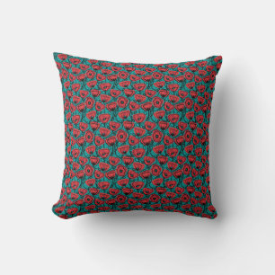 Moderne abstrakte rote Mohnblumen-Blumenmuster Kissen