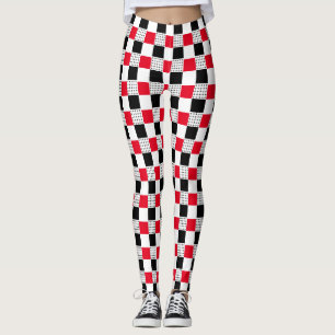Moderne abstrakte Schachtel in Rot und Schwarz Leggings