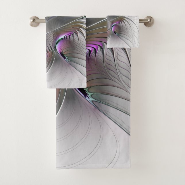 Moderne Abstrakte, schüchterne Fantasie Abbildung  Badhandtuch Set (Insitu)