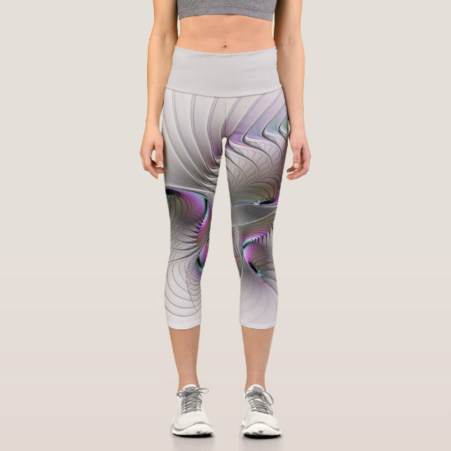 Moderne Abstrakte, schüchterne Fantasie Abbildung  Capri Leggings (Vorderseite)
