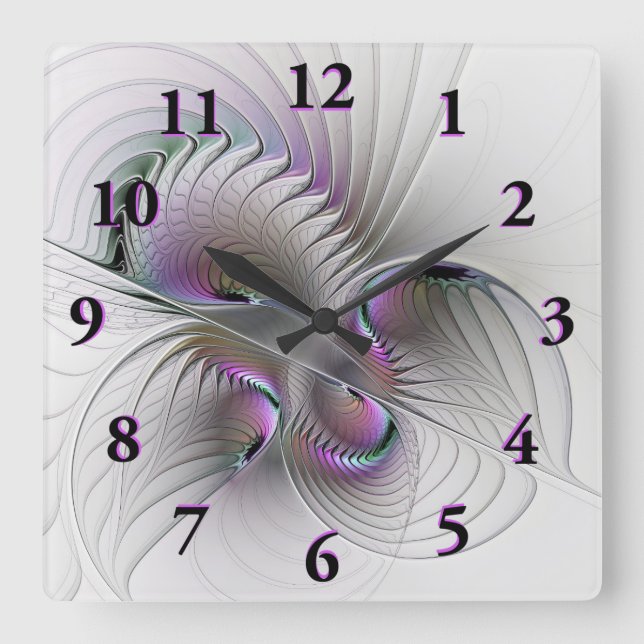 Moderne Abstrakte, schüchterne Fantasie Abbildung  Quadratische Wanduhr (Vorderseite)