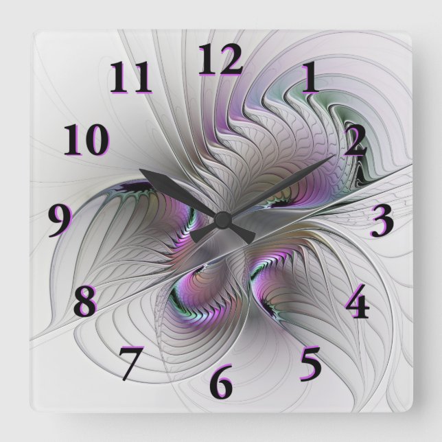 Moderne Abstrakte, schüchterne Fantasie Abbildung  Quadratische Wanduhr (Vorderseite)