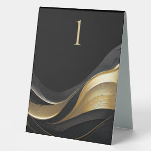 Moderne Abstrakte Schwarz-Gold-Hochzeit Tischaufsteller