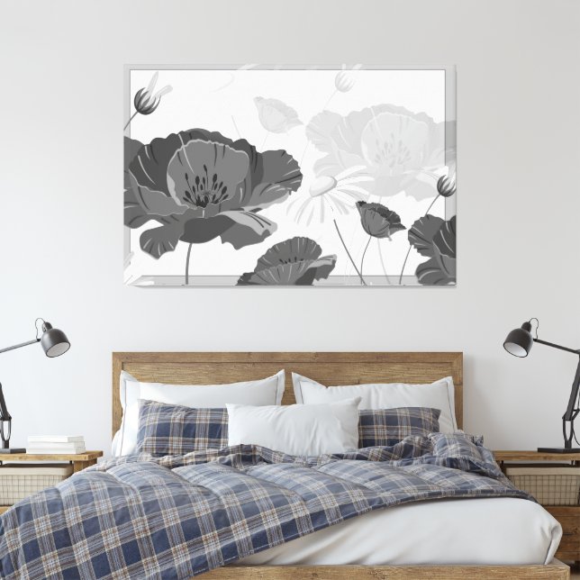 Moderne Abstrakte Schwarz-Weiß-Leinwand I Leinwanddruck (Insitu (Schlafzimmer))