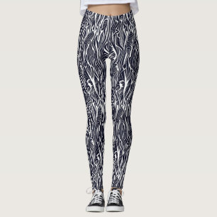 Moderne abstrakte Schwarz-Weiß-Zebra-Safari-Muster Leggings