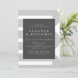 Moderne, Abstrakte Schwarz-weiße Lines Elegante Ho Einladung