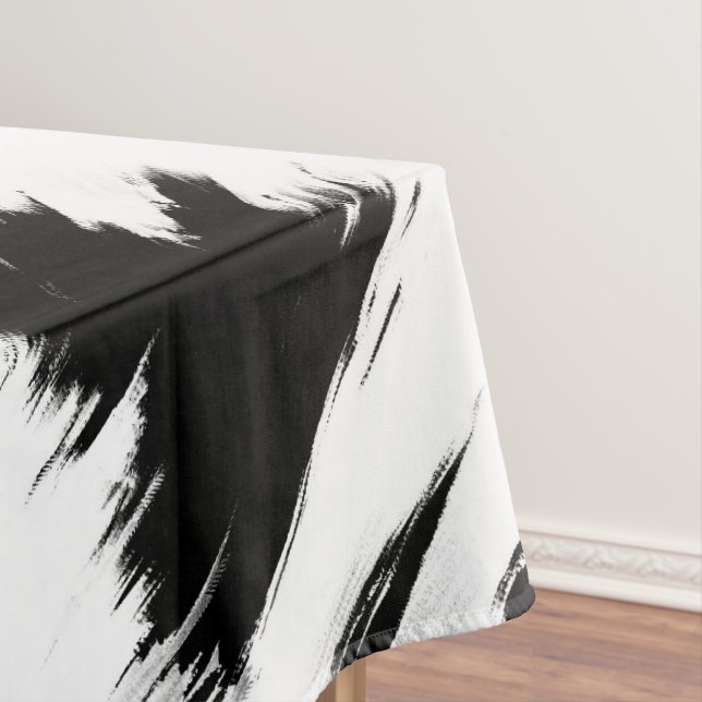 Moderne Abstrakte Schwarz-weiße Pinselstrichkunst Tischdecke (Beispiel)