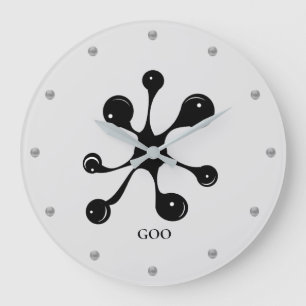 Moderne abstrakte schwarze Goo-Flecken Große Wanduhr