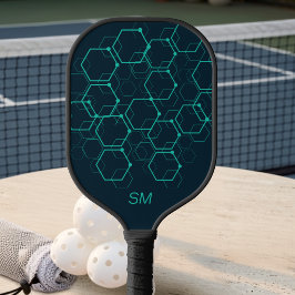 Moderne abstrakte schwarze neon-geometrische Muste Pickleball Schläger