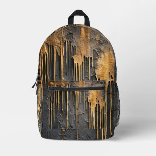 Moderne abstrakte schwarze und metallische goldene bedruckter rucksack