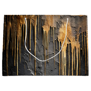 Moderne abstrakte schwarze und metallische goldene große geschenktüte