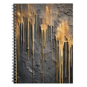 Moderne abstrakte schwarze und metallische goldene notizblock