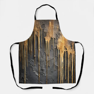 Moderne abstrakte schwarze und metallische goldene schürze